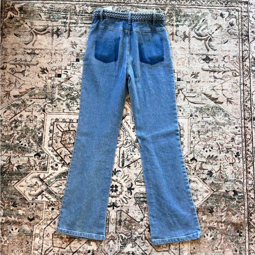 MAJE Braided Denim Jeans- Slightly Flared, Mid Rise- Size 26 - Picture 8 of 12